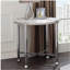 Table de bout ronde avec support en forme de X, chêne blanc et chrome