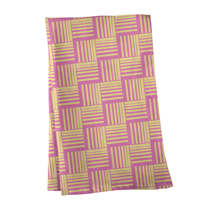 Jaya Tea Towel Kitchen Towel, Yellow/Pink, Cotton Twill