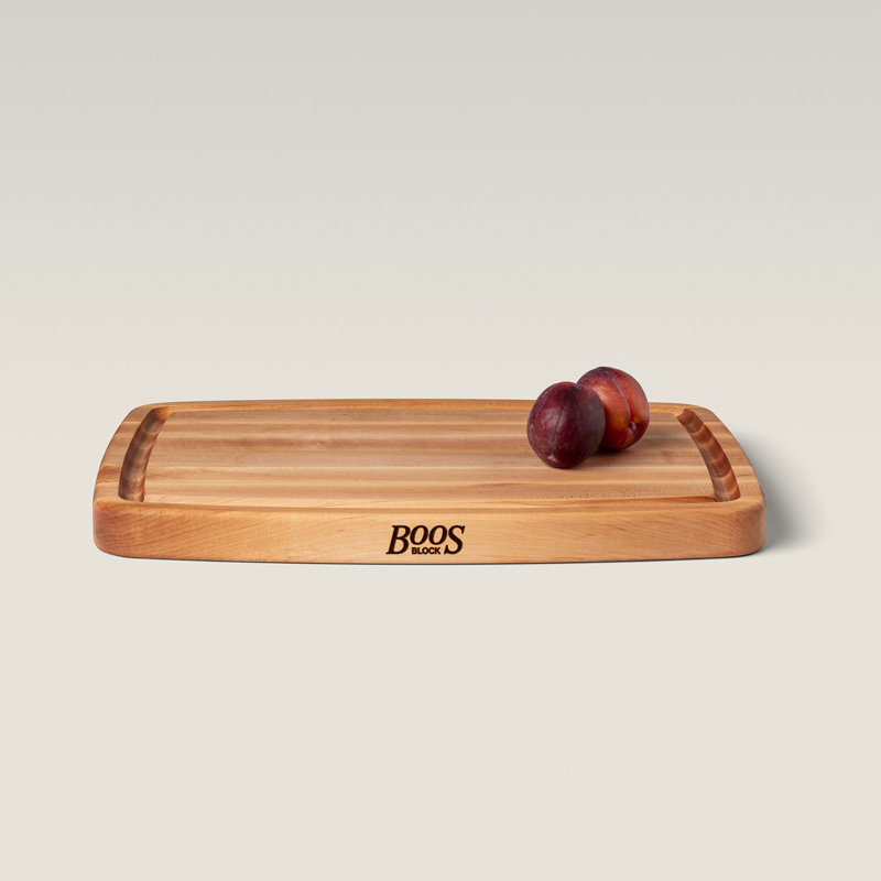 John Boos Chef's 1.5" Edge Grain Reversible Maple Wood Cutting Board with Groove, 14" W x 20" L