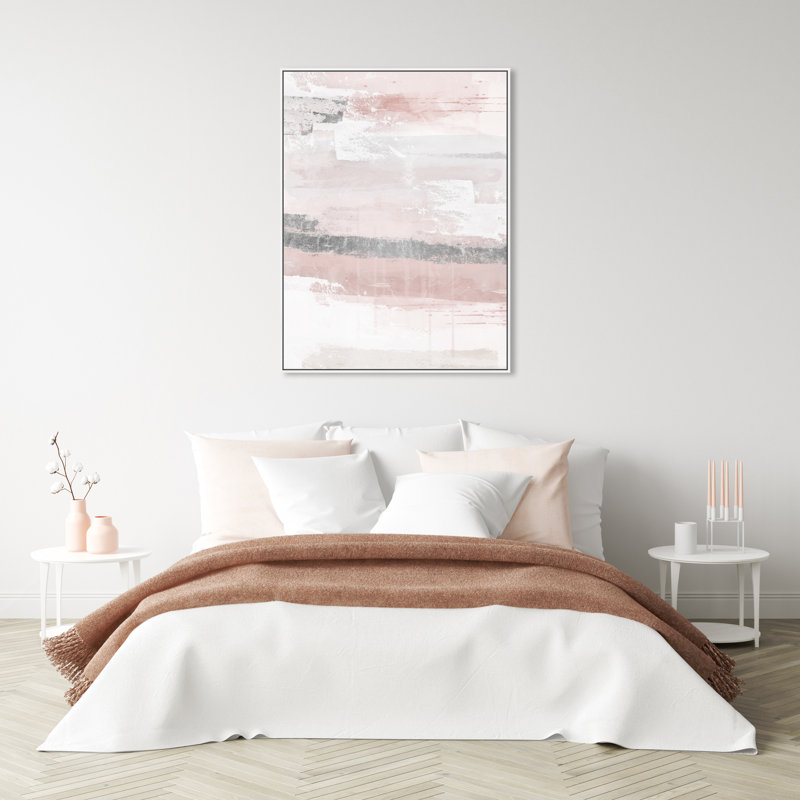 Éléments sophistiqués rosés - peinture, Toile blanche encadrée, H 36 po x l 30 po