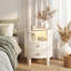 Kentshire Oval White Nightstand with LED and Glass Tabletop-364757408