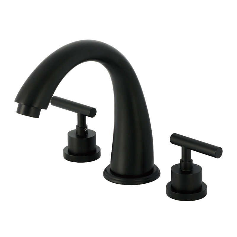 Kingston Brass Manhattan Two-Handle 3-Hole Deck Mount Roman Tub Faucet, Matte Black