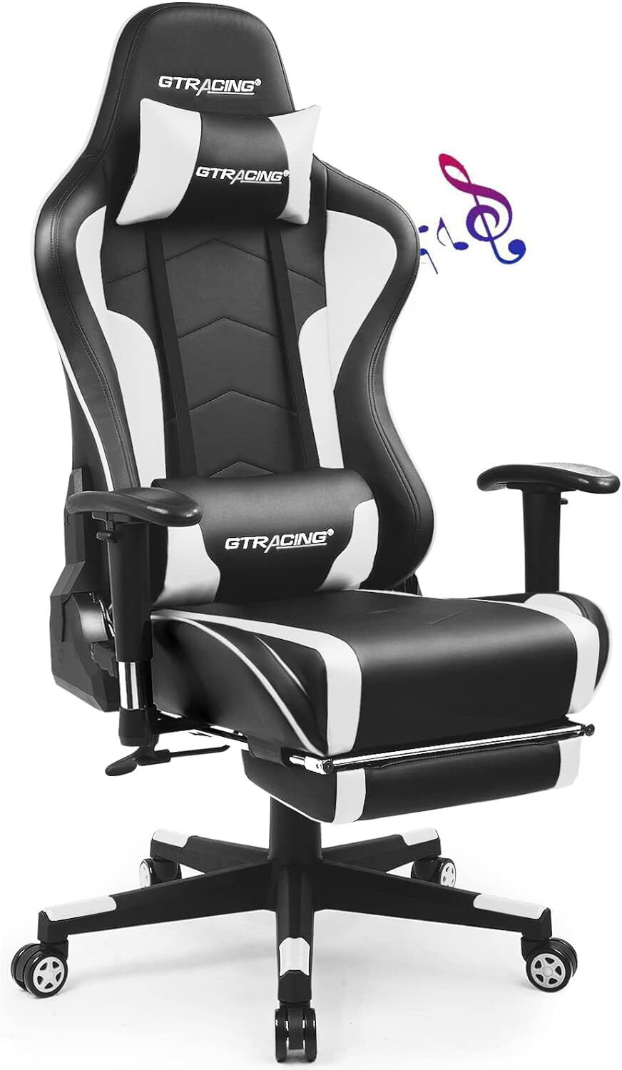 GTPLAYER Gaming Chair, Computer Chair with Footrest and Lumbar Support,  Height Adjustable Game Chair with 360°-Swivel Seat and Headrest and for  Office