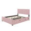 Lit plateforme grand en velours rose avec lit gigogne simple TG