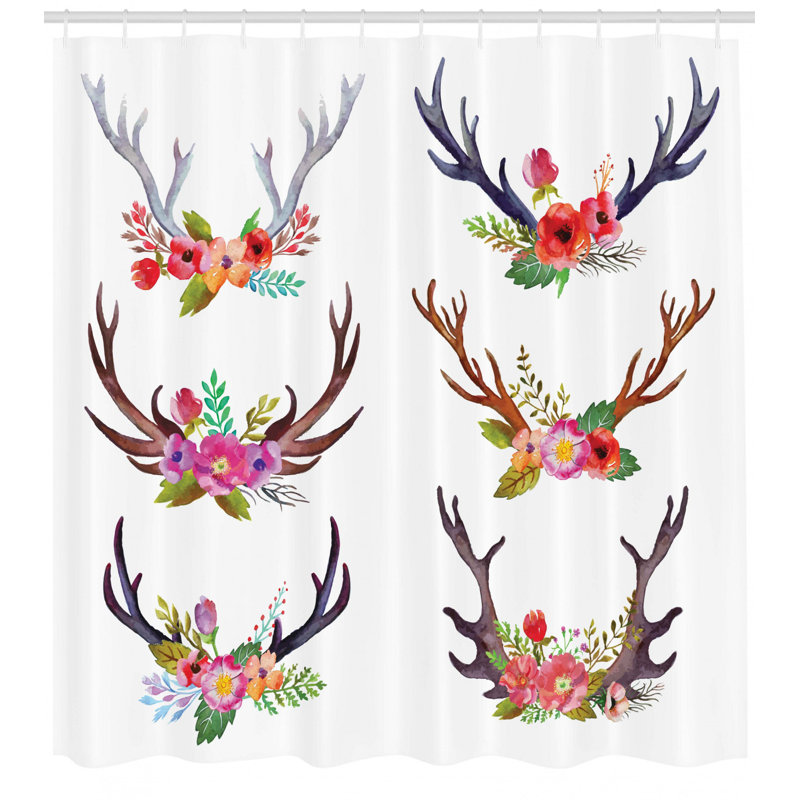 Ensemble de rideau de douche et crochets antlers, H 70 po x l 69 po