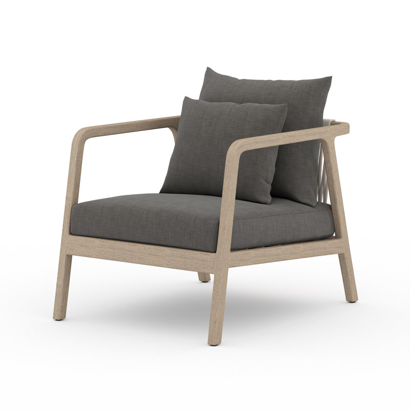 Numa Outdoor Teak Lounge Chair, Charcoal, Brown