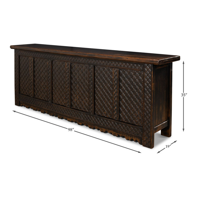 Persian 98'' W Solid Wood Credenza, Dark Brown