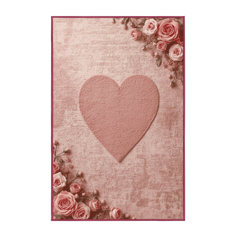 Soft Plush Favela Valentines Modern & Contemporary Abstract Area Rug in Brown – Rose Binding, 2x4