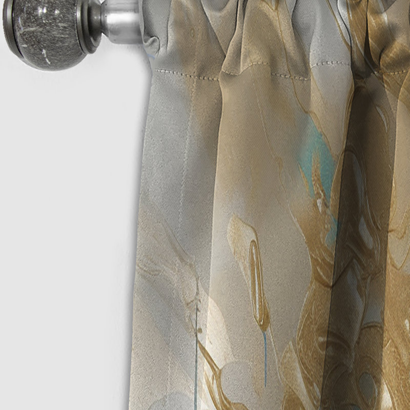 Gold And Turquoise Marble Fluid Ink - Abstract Marble Marble Blackout Curtain - 1 Panels, 52" W x 108" L