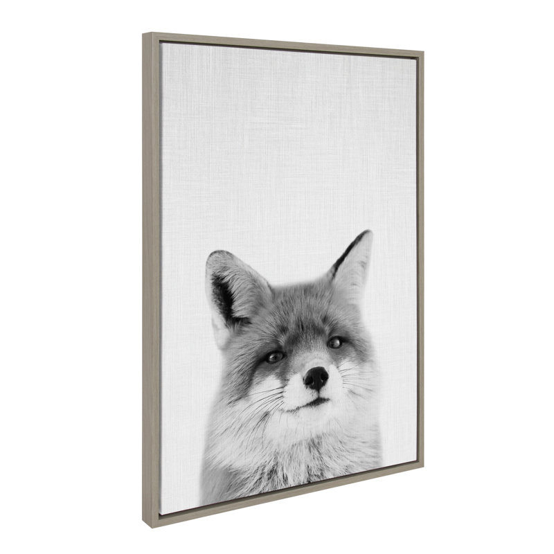 «Fox» par Simon Te of Tai, reproduction d'art sur toile encadrée, Encadré gris, H 33 po x l 23 po x P 1,62 po