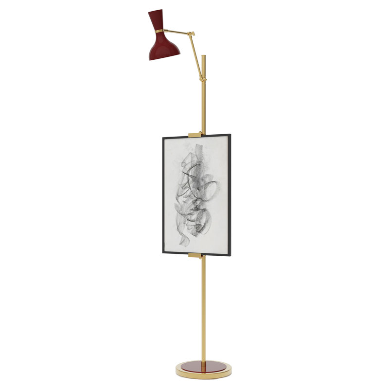Lampe sur pied Clare, Laiton moderne, Rouge sang-de-bœuf