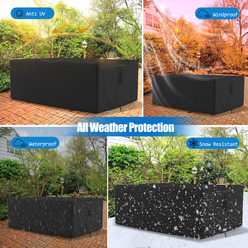 Patio Furniture Covers Outdoor Waterproof Rectangular Patio Table Chair Sofa Set Cover, 27.5" H x 47" W x 74" D