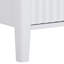 Buffet de rangement blanc avec poignées en métal et motif ondulé, armoire en U pour différentes pièces en blanc. Poignée d'entrée. . Bois massif. Rangement à 2 couches. Capacité de charge de 170 lb pour le bureau, 110 lb