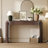 Trexm Entryway Table With Natural Wood Grain Finish, Console Table With Fluted Design, Oval Top And 2 Drawers For Entryway And Living Room (Espresso)-124923070