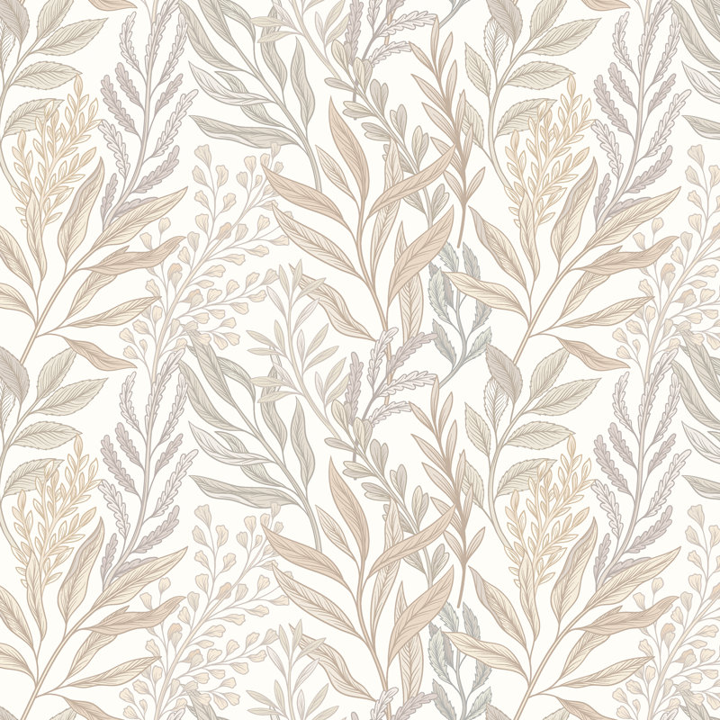 Verdant Leaves - Parchment, Grey