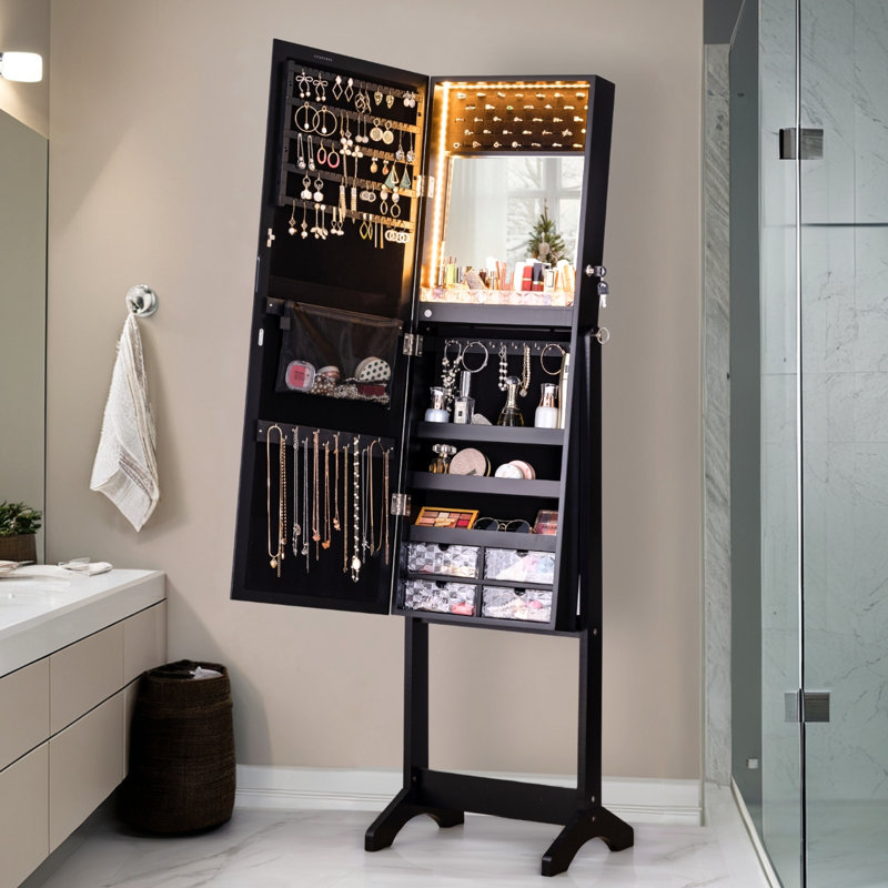 Miroir pleine grandeur avec rangement, Black