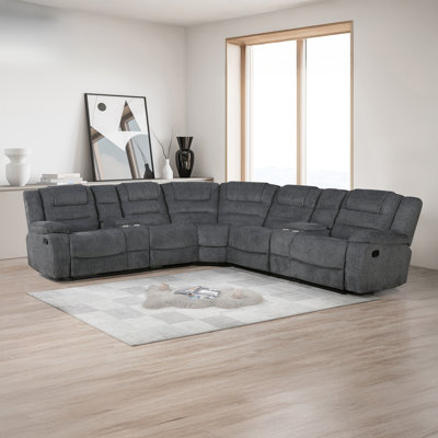 Hynes 3-Piece Chenille Sectional, Dark Gray