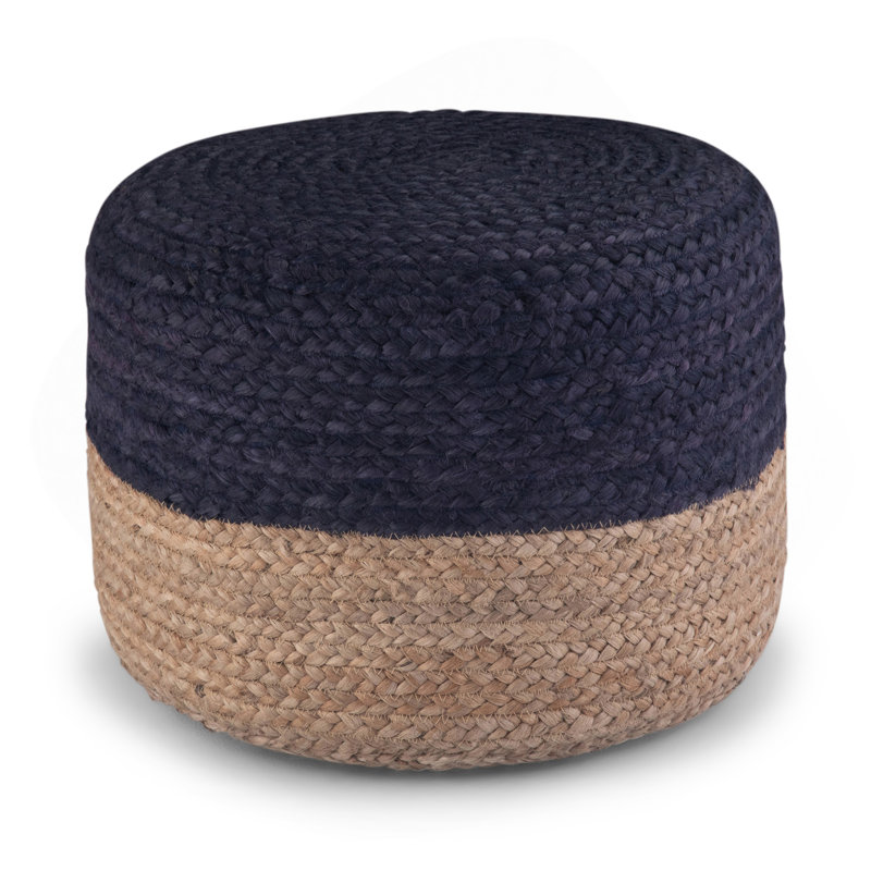 Pouf rond Lydia - bleu marine / naturel