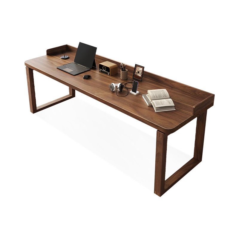 Bureau rectangulaire en bois massif noyer foncé, H 29,53 po x l 86,61 po x P 27,56 po