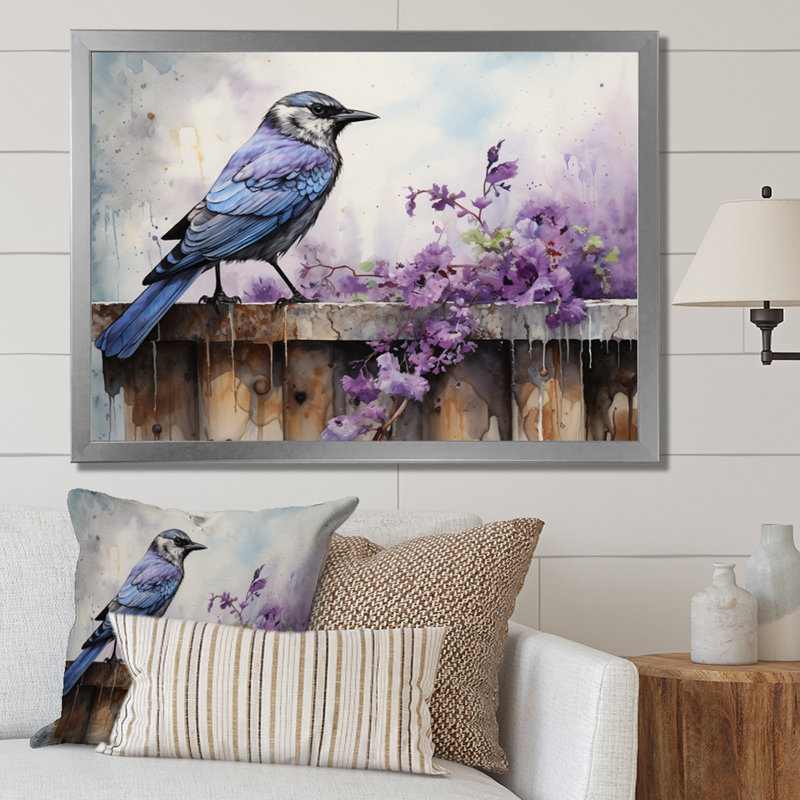 Bird Inquisitive Observer I - Animals Wall Art Living Room, H 34 po x l 44 po x P 1,5 po, Cadre photo argenté