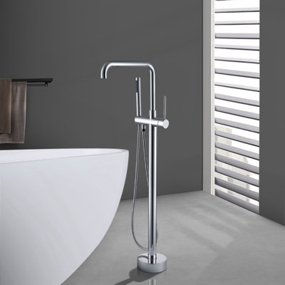 Single-Handle Freestanding Tub Faucet With Hand Shower In
