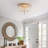 Elisa Crystal Basket Flush Mount Chandelier - Brushed Brass