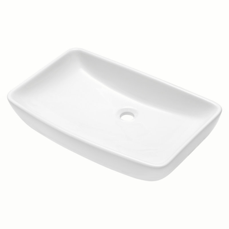 24" x 15" White Ceramic Rectangular Bathroom Vessel Sink