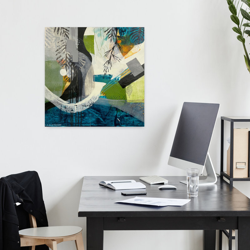 Woodlands Mountain Lake 2, art contemporain abstrait, H 18 po x l 18 po