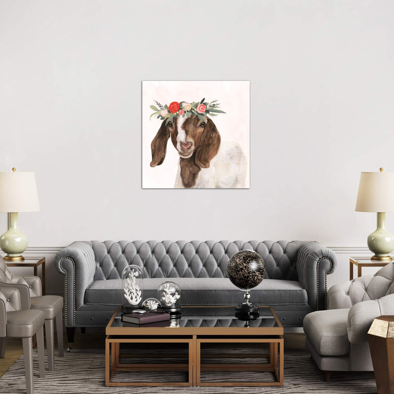 Garden Goat II by Victoria Borges - Wrapped Canvas Giclee Art Print, 66.04 cm H x 66.04 cm W x 1.91 cm D