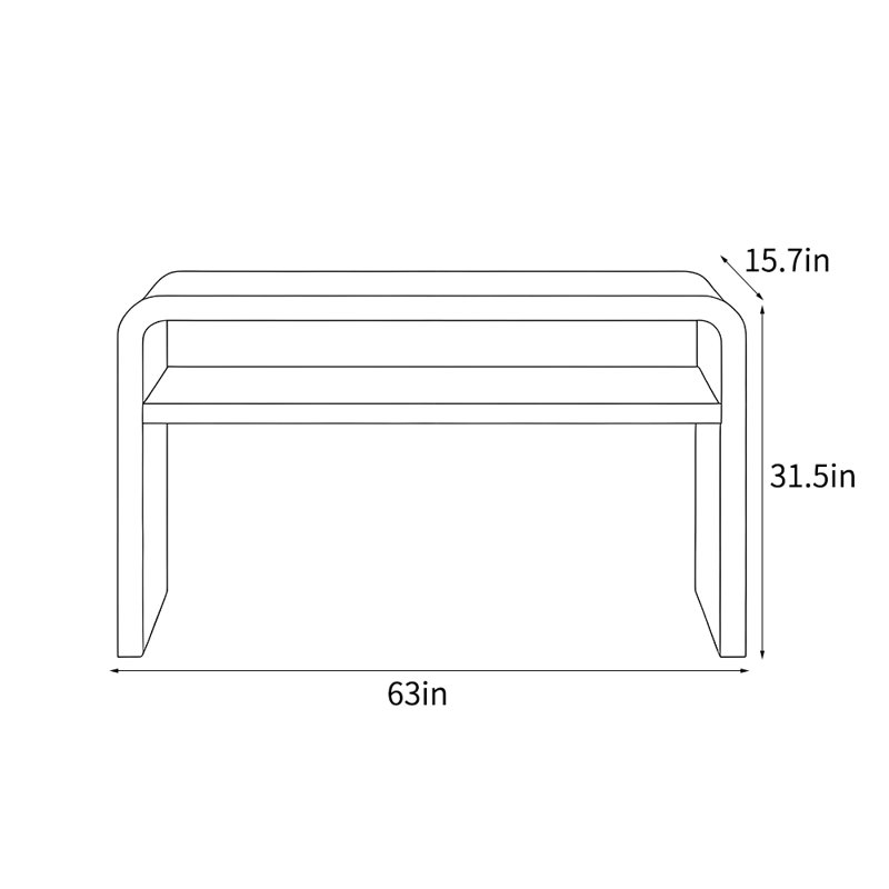 Console simple de style nordique, H 31,5 po x l 63 po x P 15,7 po