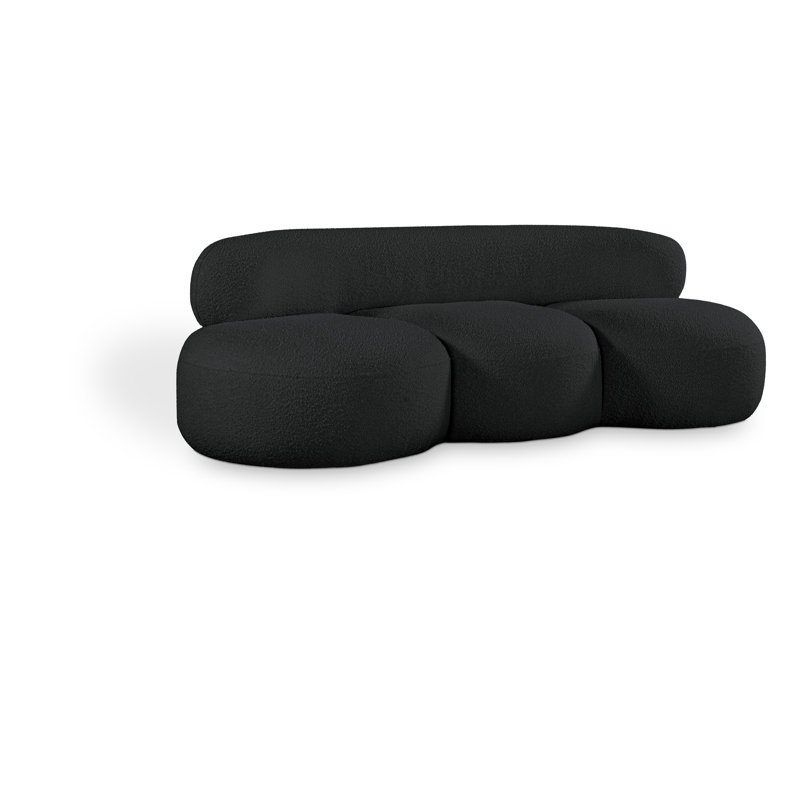 Canapé sans accoudoirs conforme à la norme CAL117 de 88,5 po Isia, Tissu bouclé noir