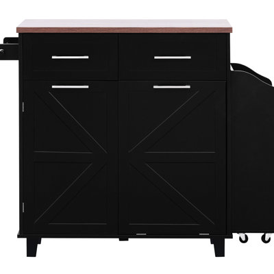 Îlot de cuisine avec abattant, 2 tiroirs profonds, armoires de rangement et 3 tablettes pour îlot de salle à manger, casserole