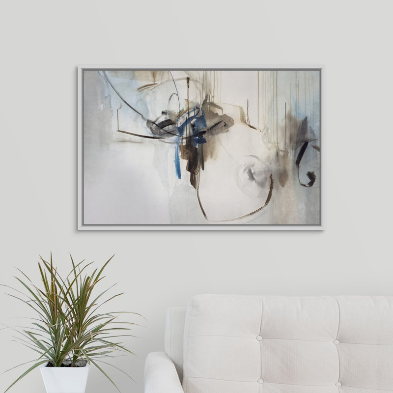 « fraîche filigranes », peinture sur toile, Cadre flottant blanc, H 21,7 po x l 31,7 po x P 1,75 po