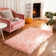 Lush Silky Pink Faux Sheepskin Living Room Rug