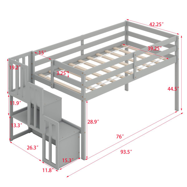 Ebern Designs Loft Bed With Integrated Staircase For Safe And Easy ...