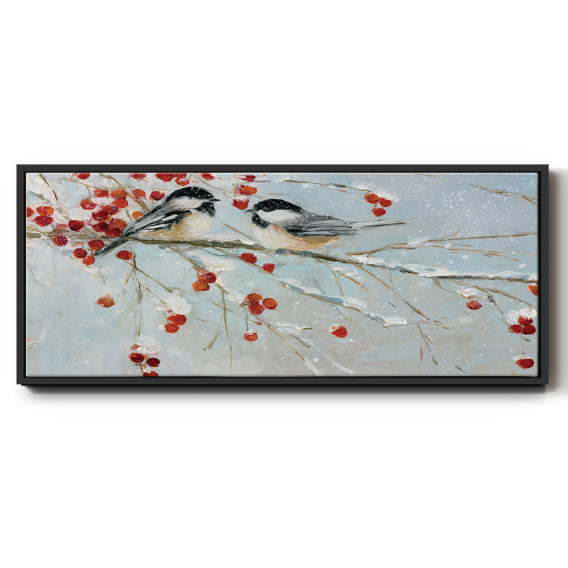 Chickadees in Winter- Framed Canvas