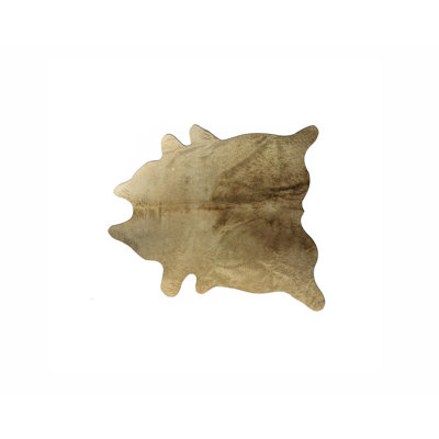 5' X 7' Gold Cowhide Hand Knotted Area Rug