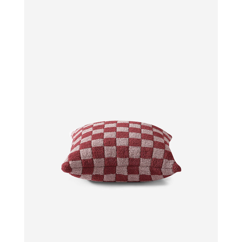 Checkerboard Lumbar Pillow Cover & Insert, 20" H x 20" W' x 1.4" D, Pomegranate/Rose Checkered