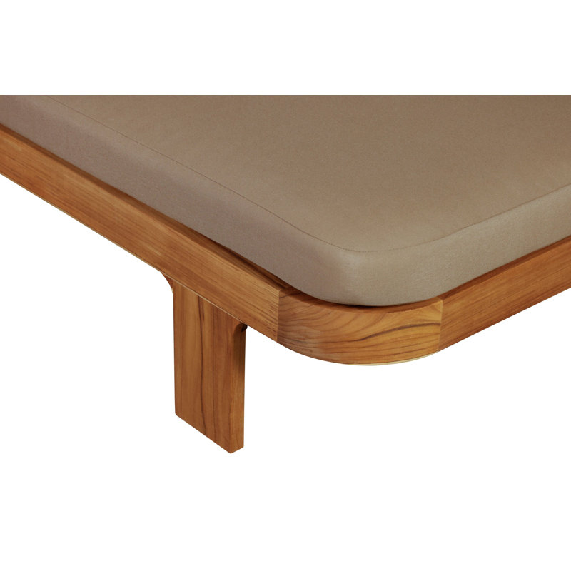 Eclipse Outdoor Solid Teak Wood Sun Lounger - Fabric, Light Brown, Brown