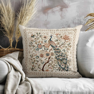 Coussin intérieur / extérieur Peacock Kalamkari