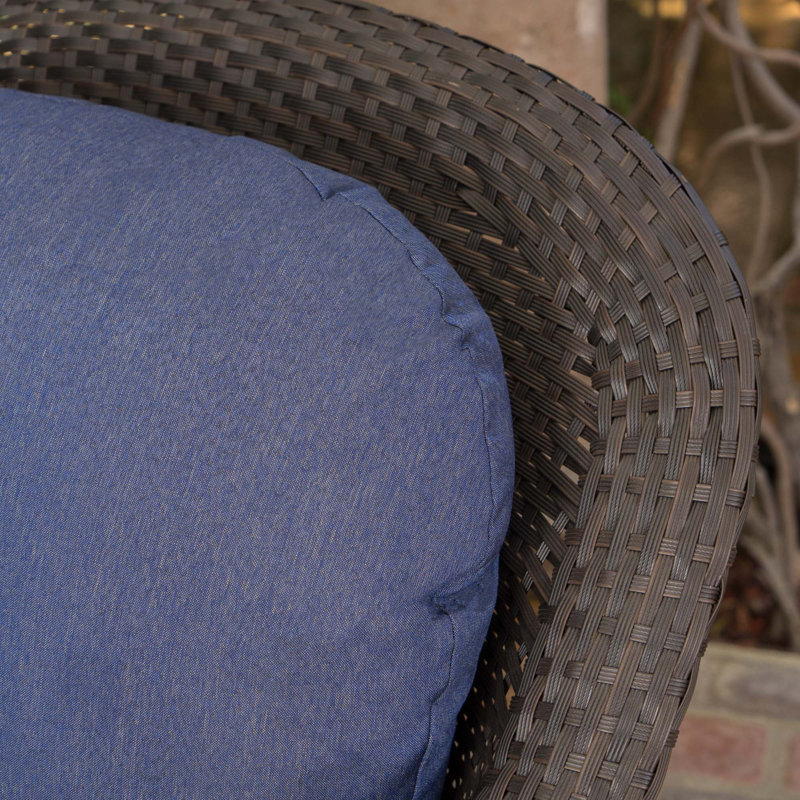 Fauteuil club pivotant, Bleu / brun foncé