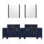 Meuble-lavabo double en bleu marine 96 po L, 17,23 po, surface en céramique blanche, 28 miroirs, fonction de fermeture en douceur, meuble-lavabo Scratch, largeur, profondeur, plateau, mécanisme, surface de teinture