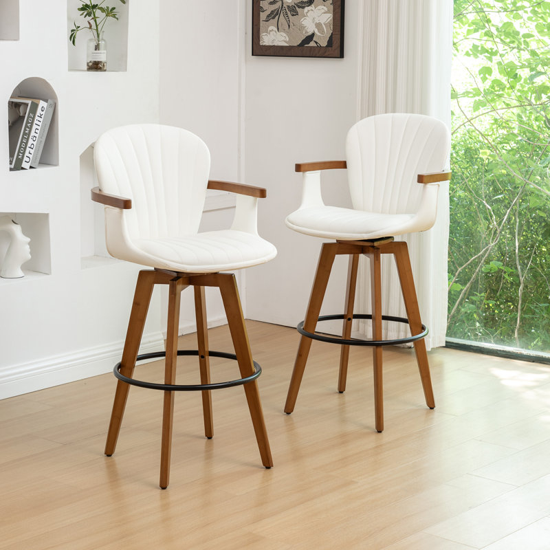 Kelsch Swivel Bar Stool, White, Counter Stool (67.6cm Seat Height)