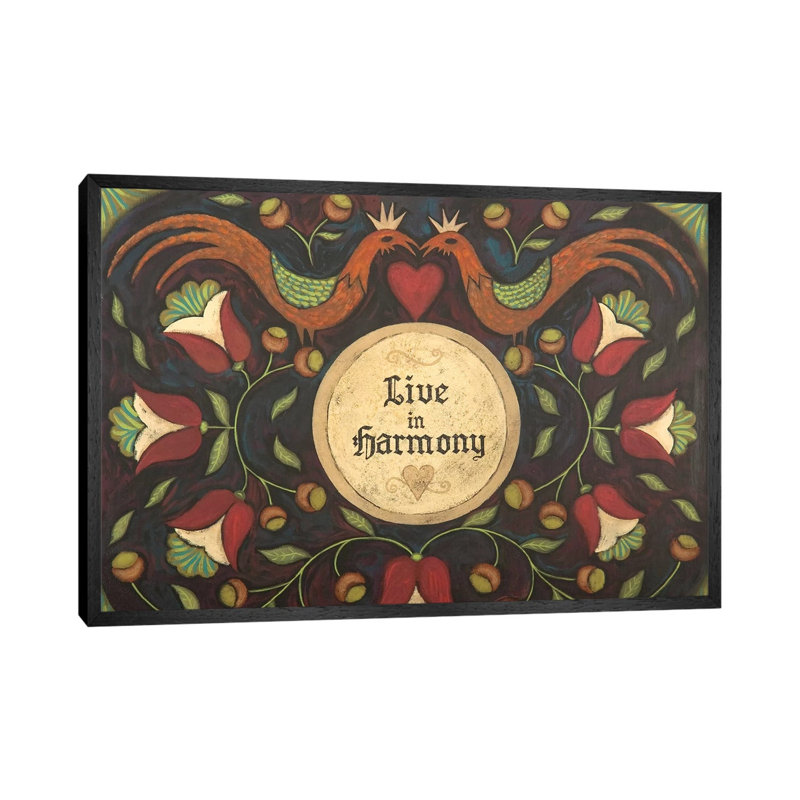 Harmony 1 Piece Painting on Canvas, 45.72cm H x 66.04cm W x 3.81cm D, Black Floater Framed