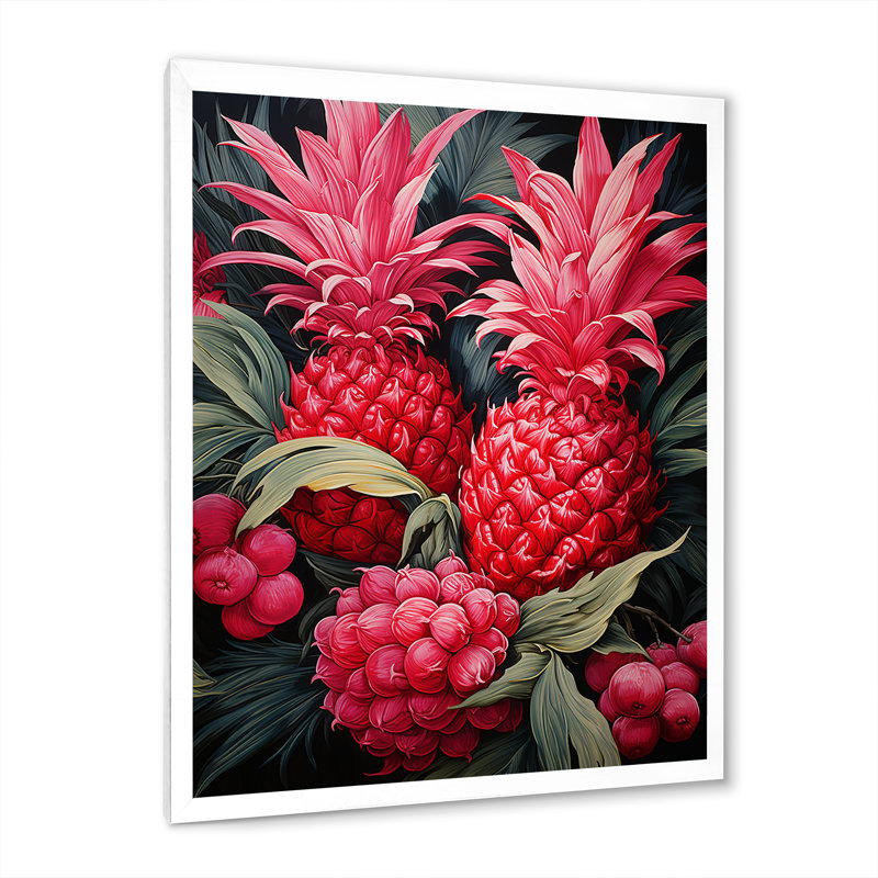 Rustic Pink Pineapple Canvas Print with White Frame, 20" x 12"