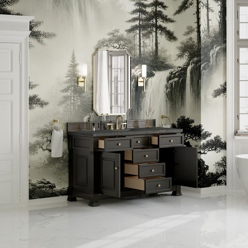 Brookfield Single Vanity, Widespread, Parisien Bleu, Black Onyx