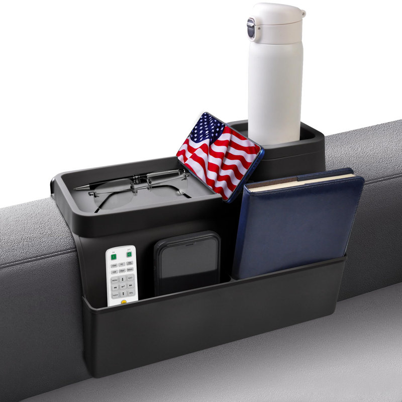 Plateau porte-gobelet pour canapé, très grand plateau avec accoudoirs pour canapé en silicone avec poches latérales, support pour canapé antidérapant