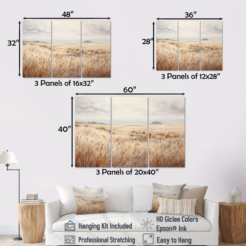 Ensemble de salon Prairie Peacefulness Meadows - Prairies, Toile tendue, H 32 po x l 48 po x P 1 po