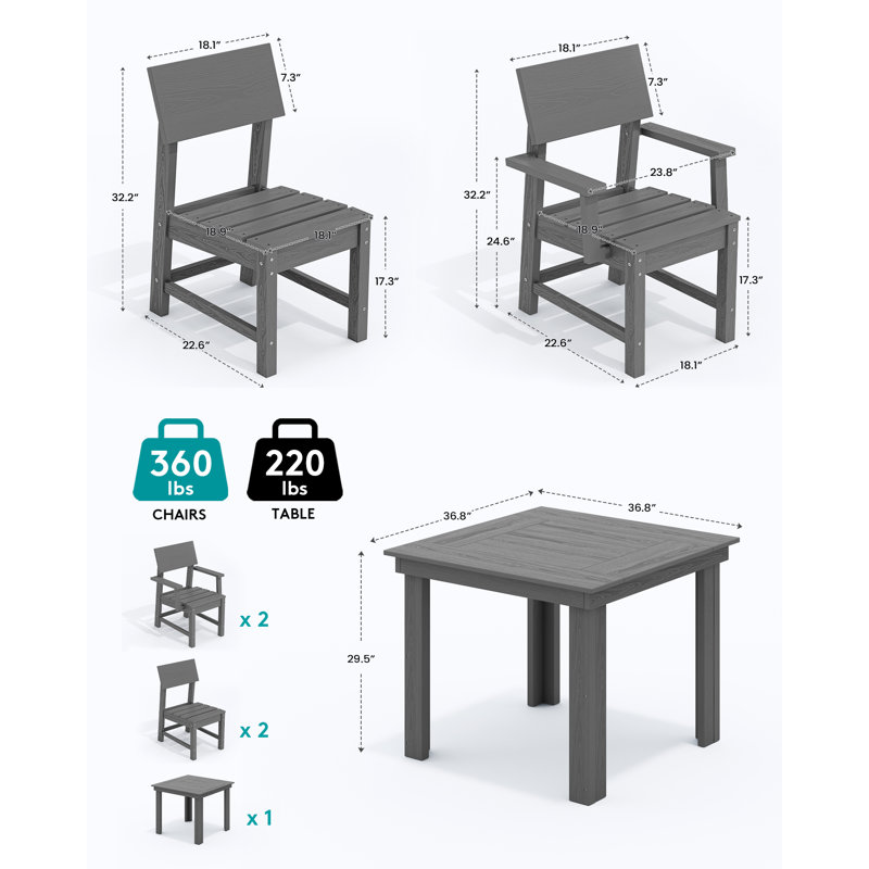 Ensemble repas pour 4 personnes Casundra Square, Gris
