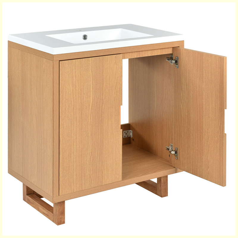 Ensemble de meuble-lavabo moderne avec lavabo, Couleur du bois